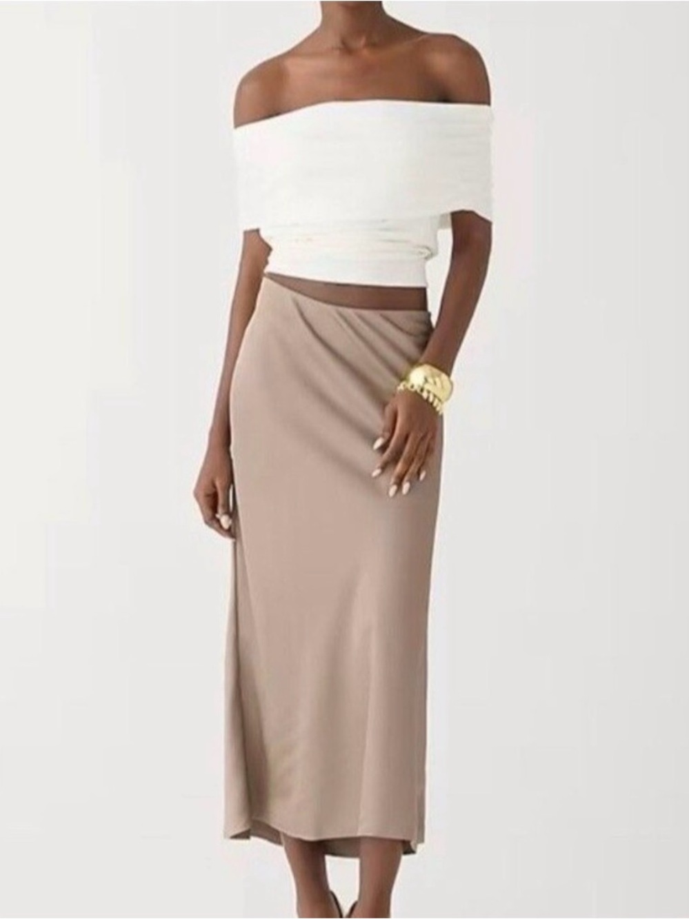 NWT J.Crew Gwyneth Slip Skirt Warm Boulder Taupe Brown Midi Office Minimalist XS